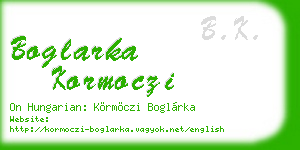 boglarka kormoczi business card