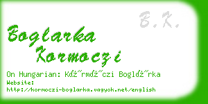 boglarka kormoczi business card